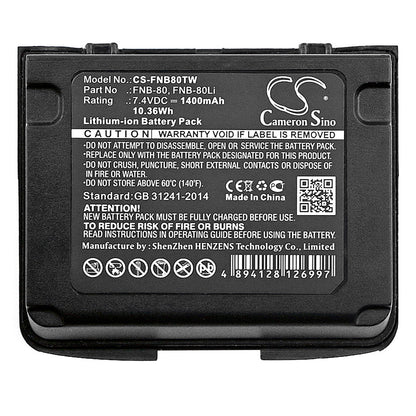 Replacement Battery for Horizon  HX460 – Two-Way Radio – 1400mAh / 10.36Wh / 7.4V