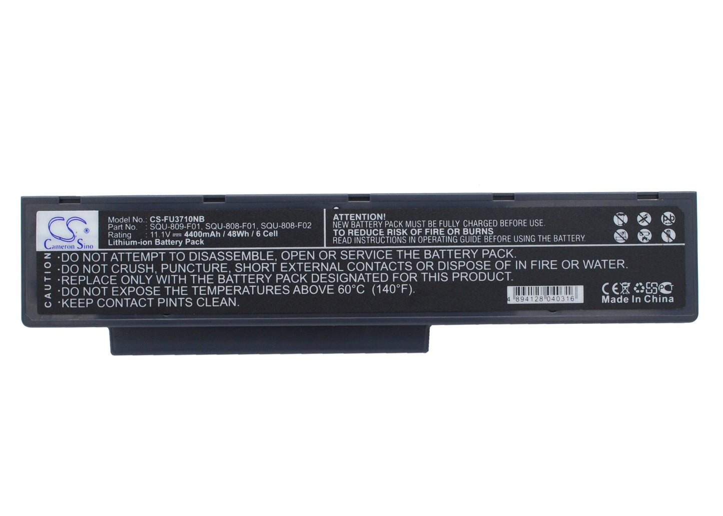 Replacement Battery for Fujitsu  Amilo Li3710 – Notebook, Laptop – 4400mAh / 48.84Wh / 11.1V