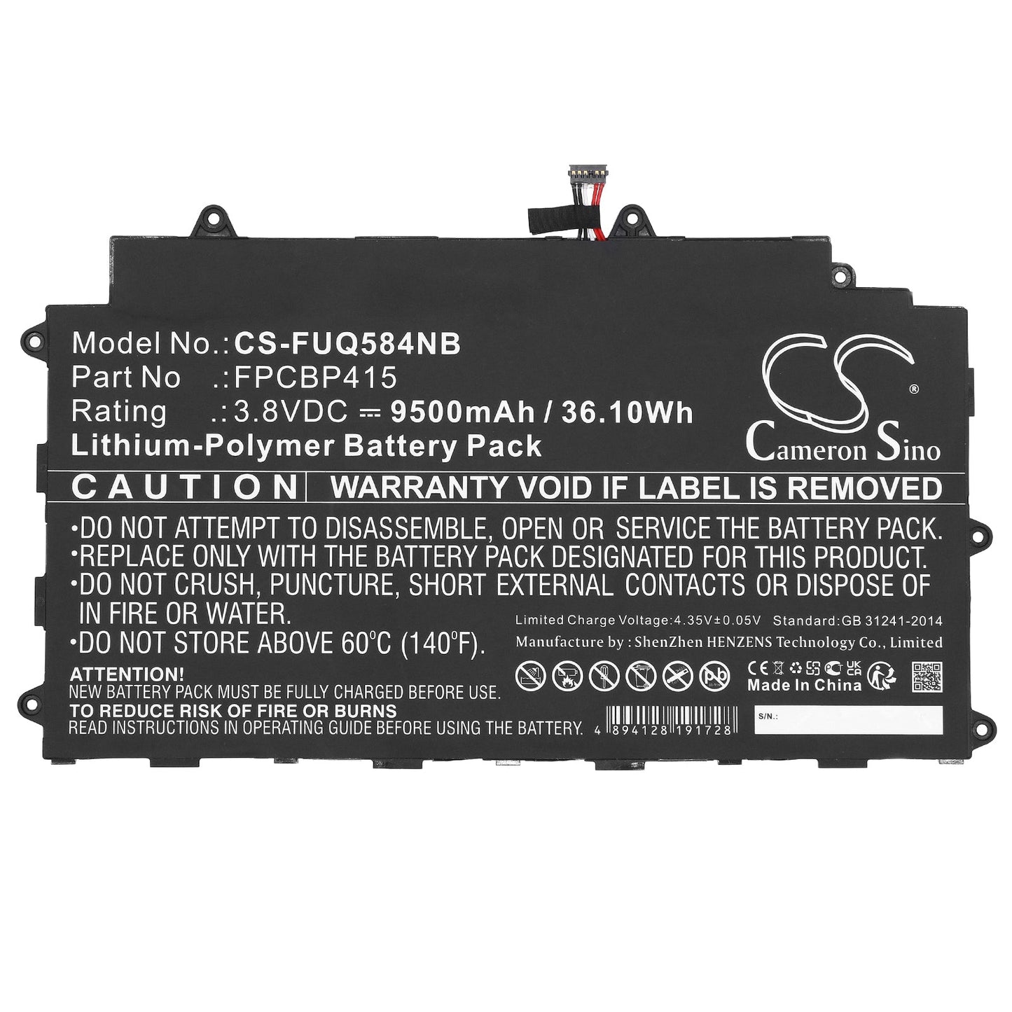 Replacement Battery for Fujitsu  Stylistic Q584 – Notebook, Laptop – 9500mAh / 36.10Wh / 3.8V