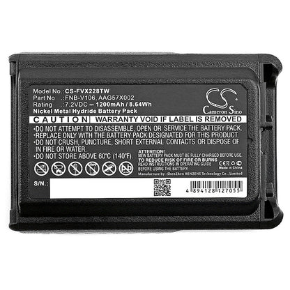 Replacement Battery for Bearcom  BC-95 – Two-Way Radio – 1200mAh / 8.64Wh / 7.2V