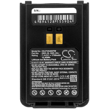 Replacement Battery for YAESU  FT-25E – Two-Way Radio – 1750mAh / 12.95Wh / 7.4V