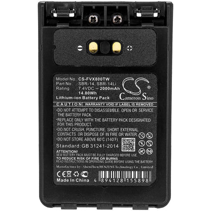 Replacement Battery for YAESU  FT-1DR – Two-Way Radio – 2000mAh / 14.80Wh / 7.4V
