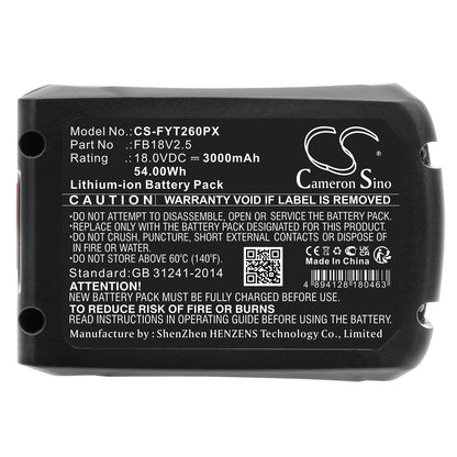 Replacement Battery for Flymo  EasiClean Li 18V Cordless Pres – Gardening Tools – 3000mAh / 54.00Wh / 18.0V