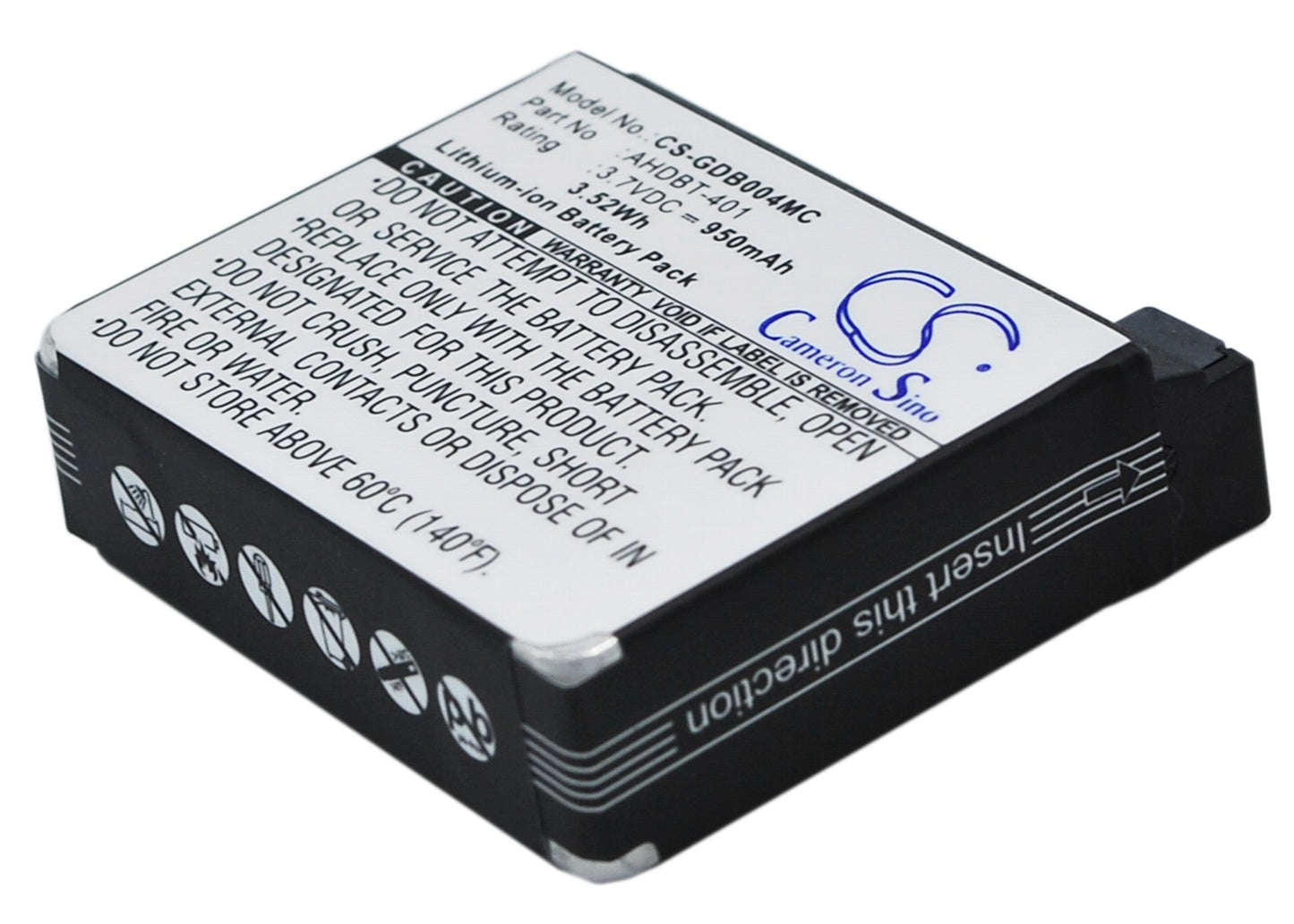 Replacement Battery for GoPro  Hero 4 – Camera – 950mAh / 3.52Wh / 3.7V