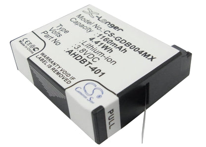 Replacement Battery for Gopro  Hero 4 – Camera – 1160mAh / 4.41Wh / 3.8V