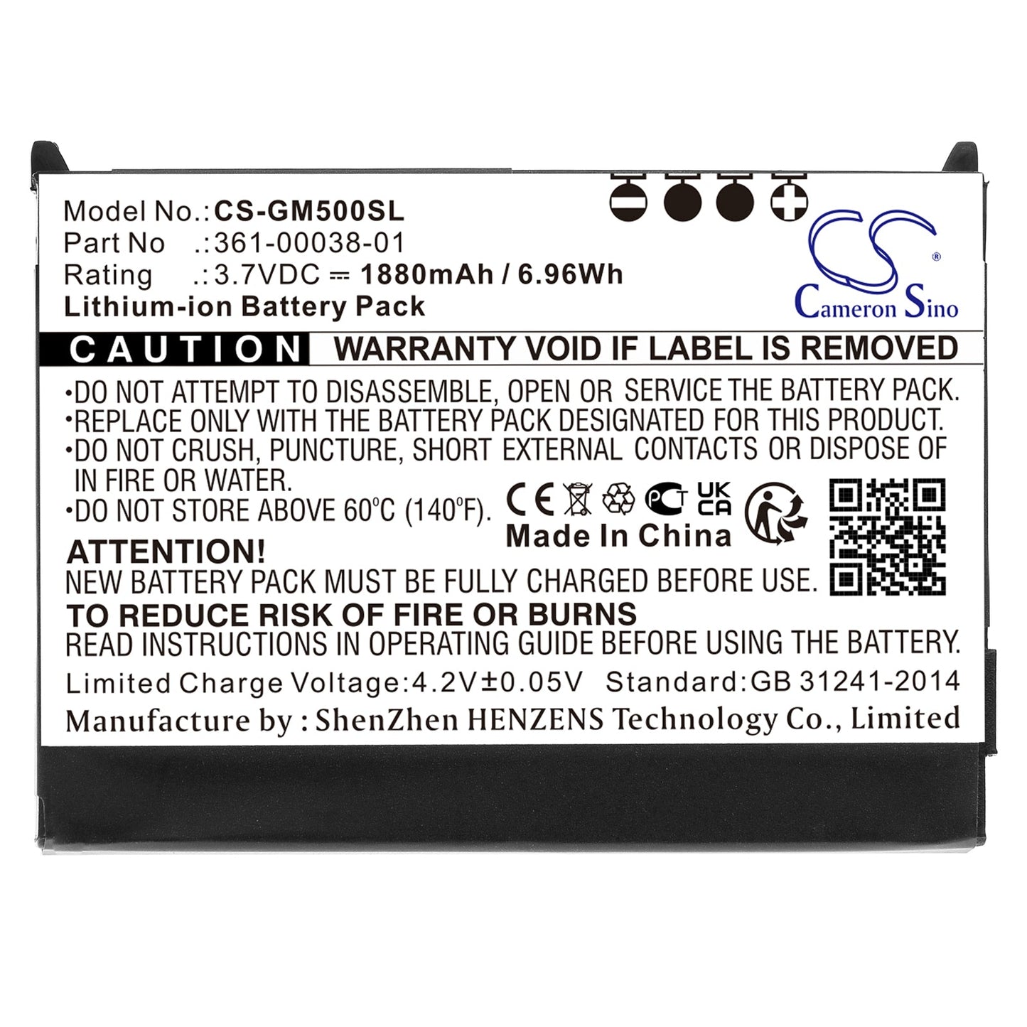 Replacement Battery for Garmin  Aera 500 – GPS, Navigator – 1880mAh / 6.96Wh / 3.7V