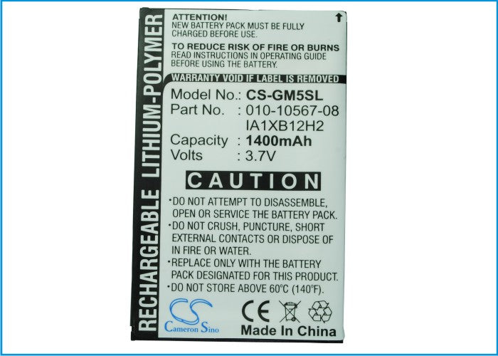 Replacement Battery for Garmin  iQue M5 – GPS, Navigator – 1400mAh / 3.7V