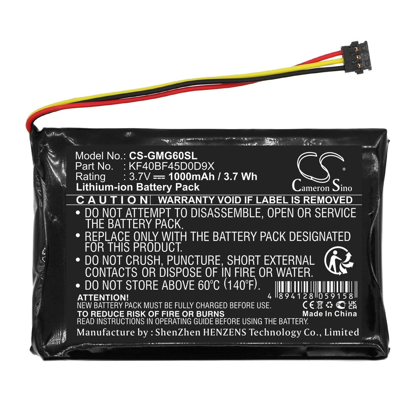Replacement Battery for Garmin  Approach G6 – GPS, Navigator – 1000mAh / 3.70Wh / 3.7V