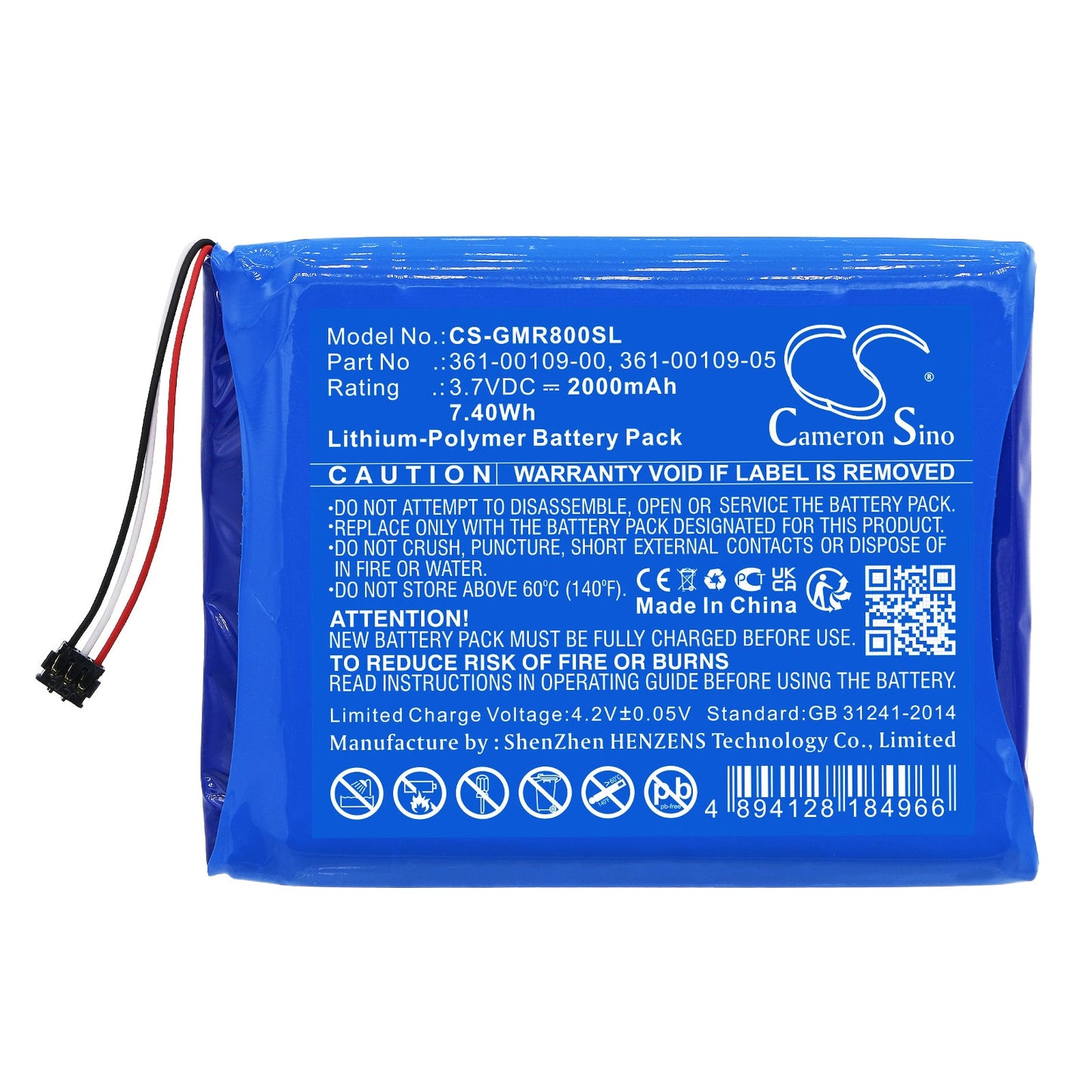 Replacement Battery for Garmin  DEZL OTR800 – GPS, Navigator – 2000mAh / 7.40Wh / 3.7V