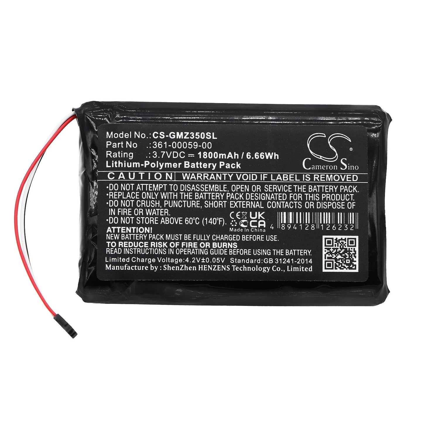 Replacement Battery for Garmin  ZUMO 340LM – GPS, Navigator – 1800mAh / 6.66Wh / 3.7V