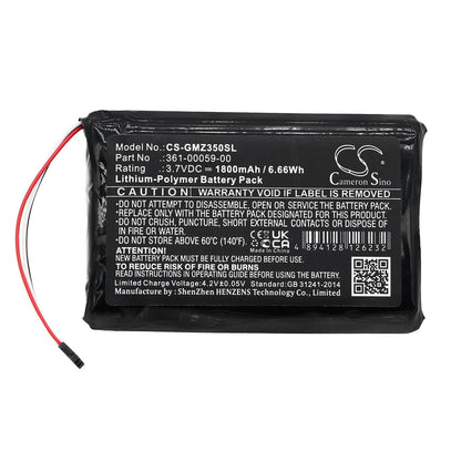 Replacement Battery for Garmin  ZUMO 340LM – GPS, Navigator – 1800mAh / 6.66Wh / 3.7V