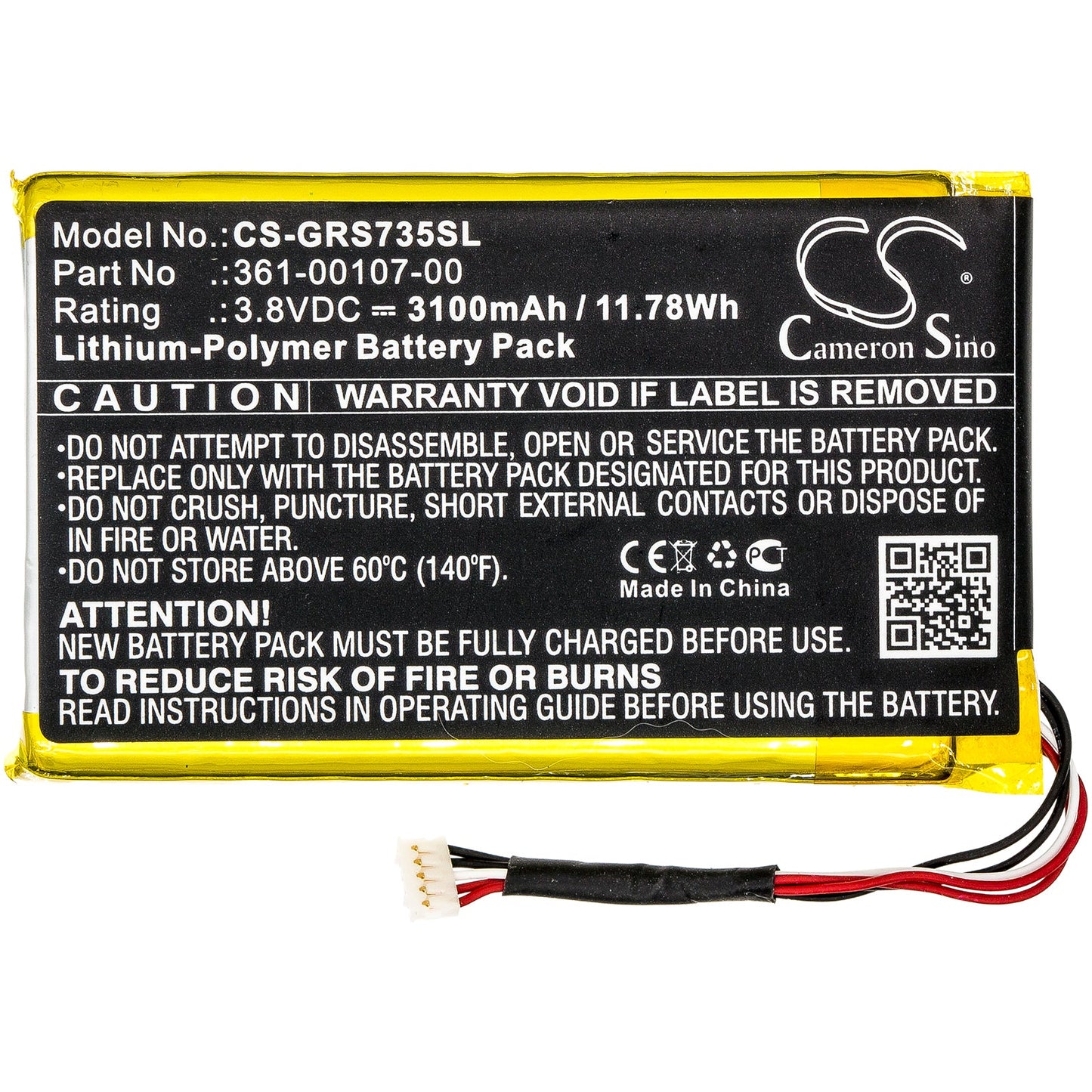 Replacement Battery for Garmin  010-01735-10 – GPS, Navigator – 3100mAh / 11.78Wh / 3.8V
