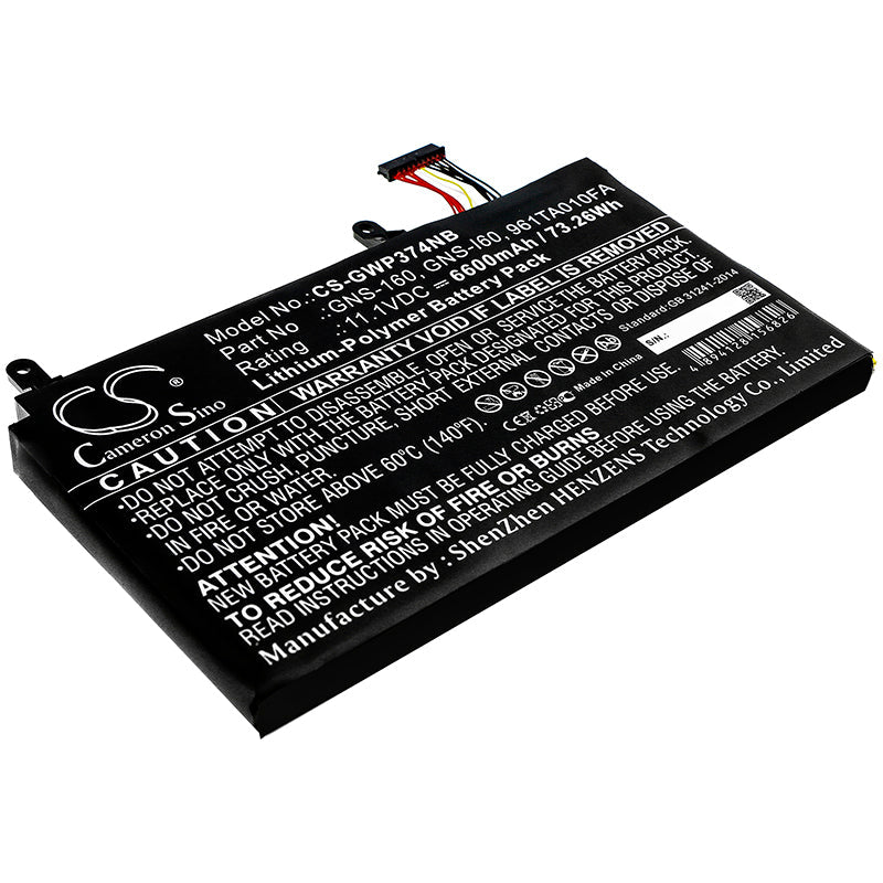 Replacement Battery for Gateway  – Notebook, Laptop – 6600mAh / 73.26Wh / 11.1V