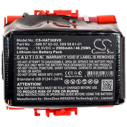 Replacement Battery for Husqvarna  Automower 105 – Lawn Mowers – 2500mAh / 46.25Wh / 18.5V