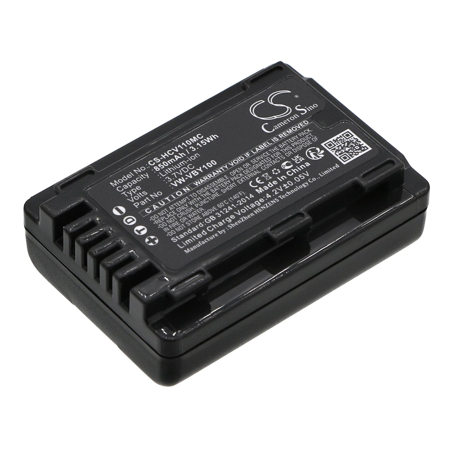 Replacement Battery for Panasonic  HC-V110 – Camera – 850mAh/3.15Wh / 3.7V