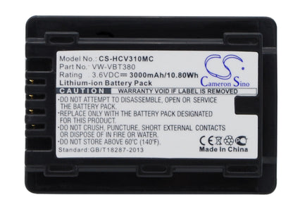 Replacement Battery for Panasonic  HC-250EB – Camera – 3000mAh / 10.80Wh / 3.6V