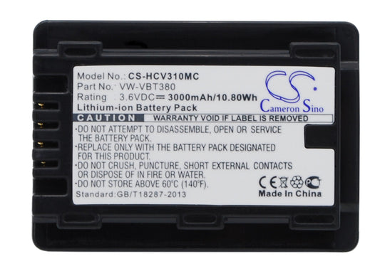 Replacement Battery for Panasonic  HC-250EB – Camera – 3000mAh / 10.80Wh / 3.6V