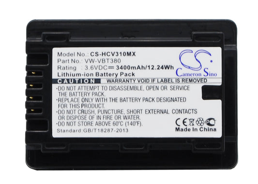 Replacement Battery for Panasonic  HC-250EB – Camera – 3400mAh / 12.24Wh / 3.6V