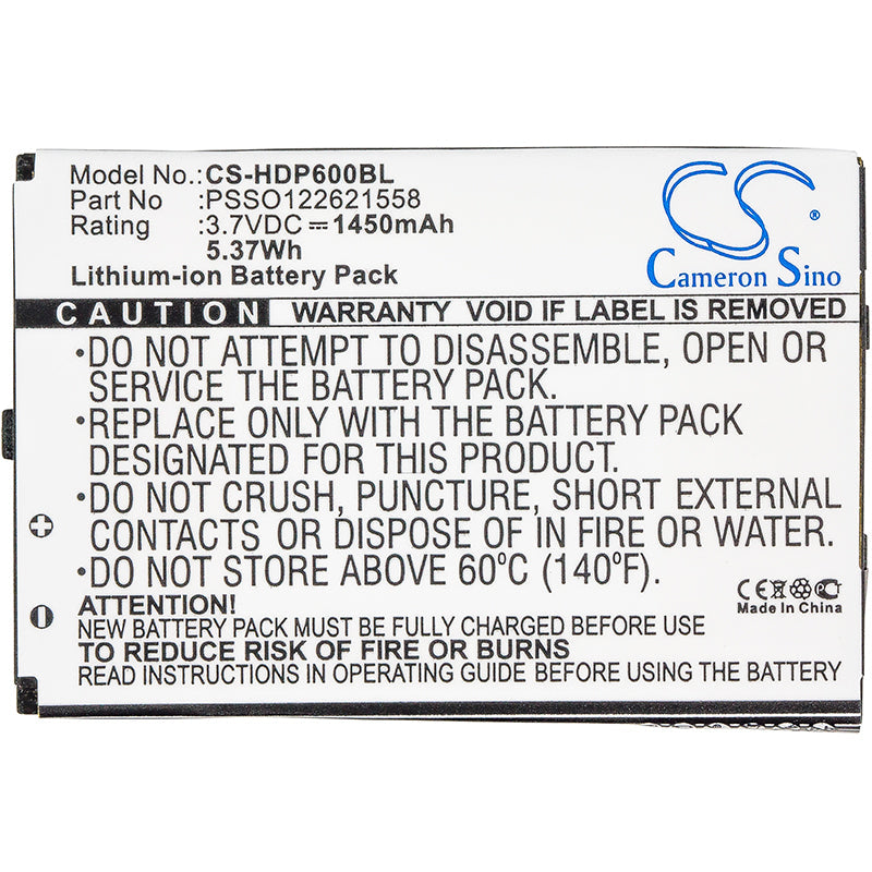 Replacement Battery for Handheld  6000 – Barcode Scanner – 1450mAh / 5.37Wh / 3.7V