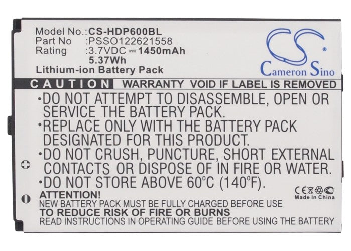 Replacement Battery for Handheld  6000 – Barcode Scanner – 1450mAh / 5.37Wh / 3.7V