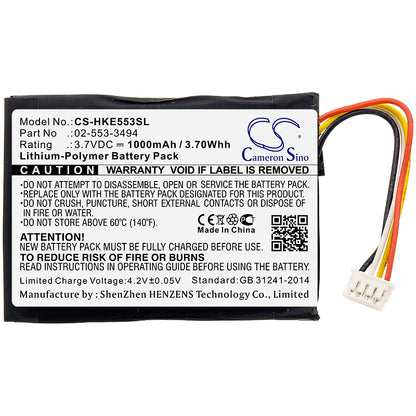 Replacement Battery for Harman/Kardon  HKNEOBRNBSG – 1000mAh / 3.70Wh