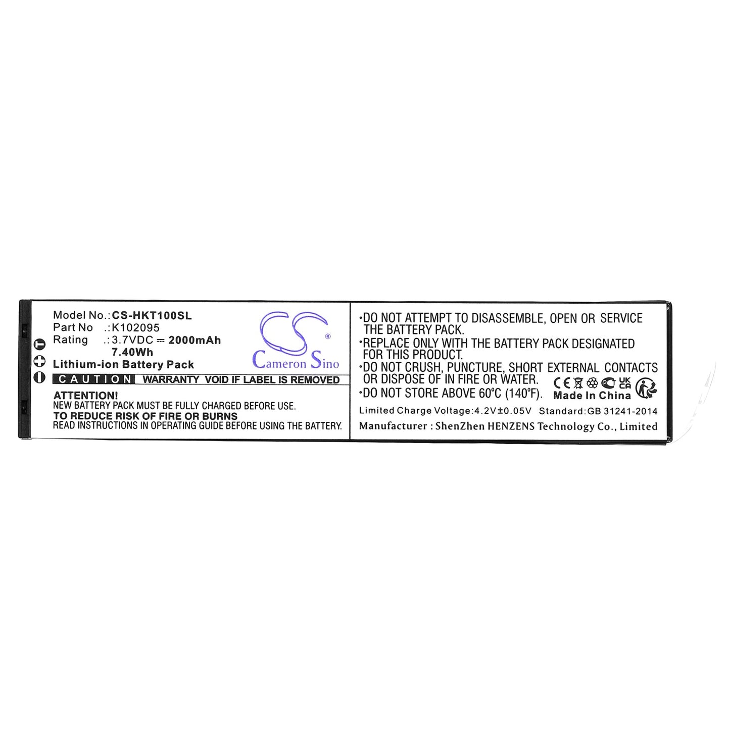 Replacement Battery for Hook-Eye  T01 – Camera – 2000mAh / 7.40Wh / 3.7V