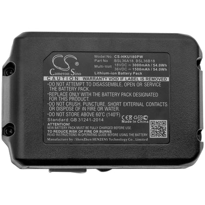 Replacement Battery for HiKOKI  371751M – Power Tools – 3000mAh / 54.00Wh / 18V
