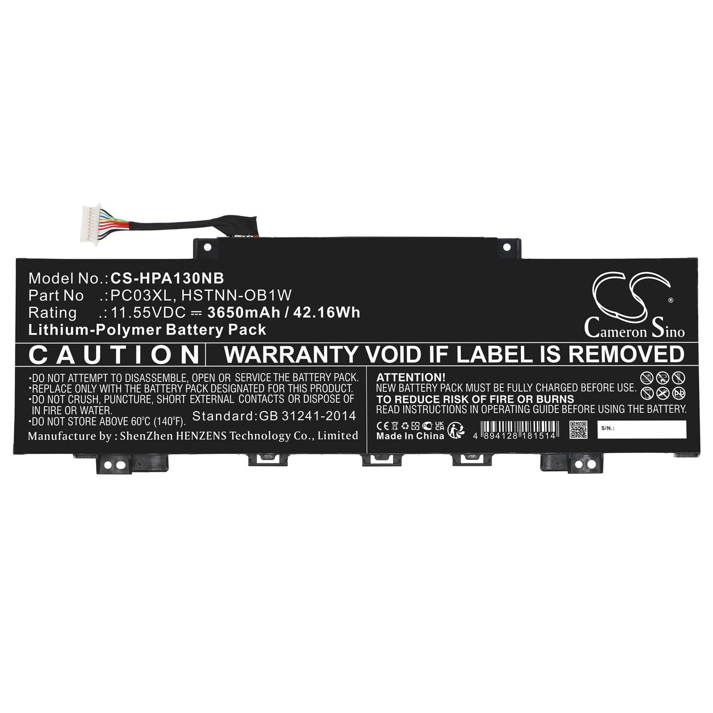 Replacement Battery for HP  Pavilion Aero 13 be0097nr – Notebook, Laptop – 3650mAh / 42.16Wh / 11.55V