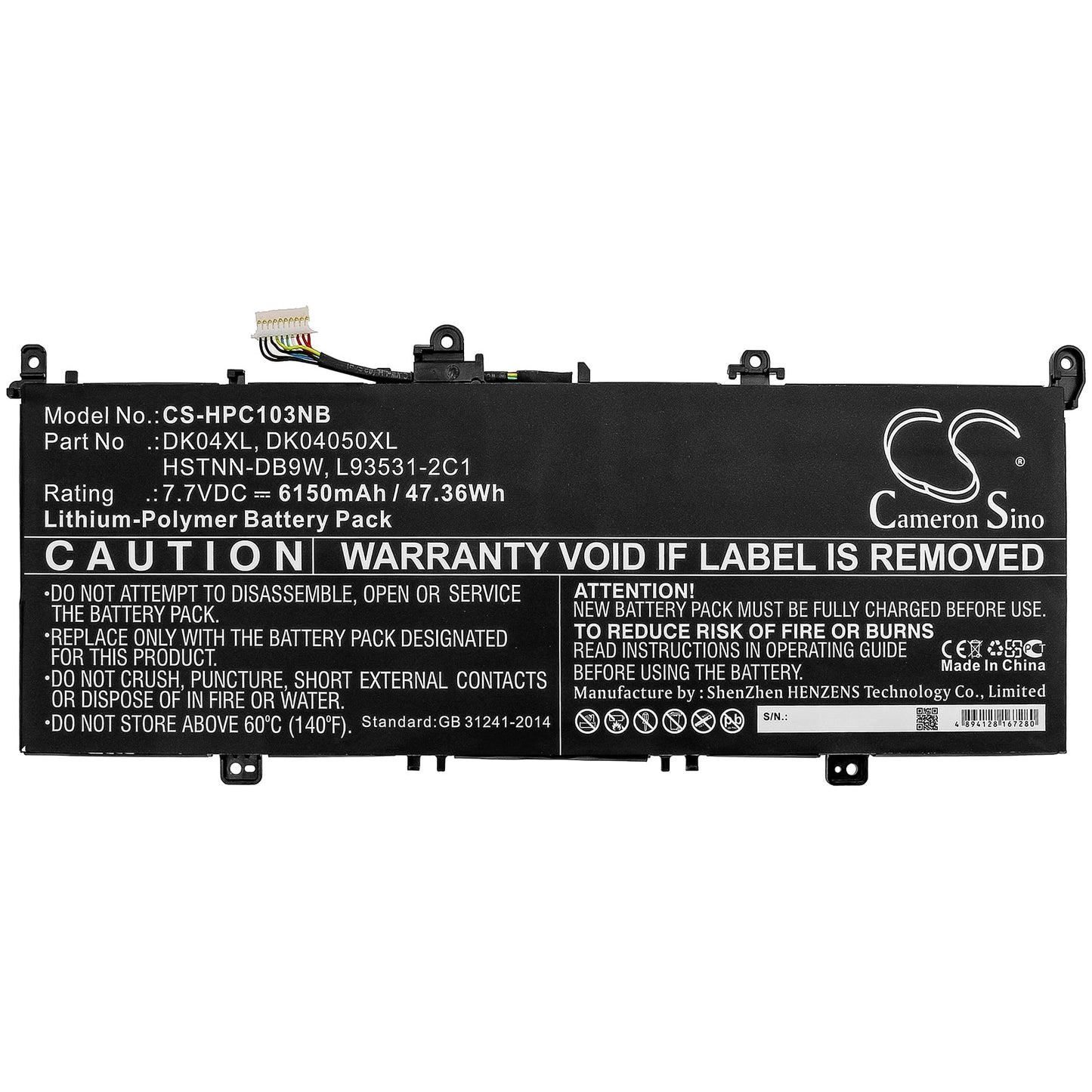 Replacement Battery for HP  Chromebook X360 13c – Notebook, Laptop – 6150mAh / 47.36Wh / 7.7V