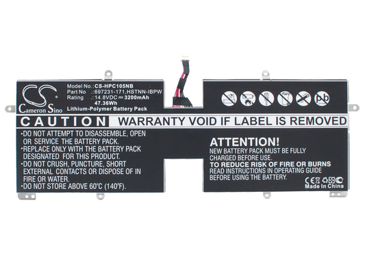 Replacement Battery for HP  Spectre XT TouchSmart 15-4000e – Notebook, Laptop – 3200mAh / 47.36Wh / 14.8V