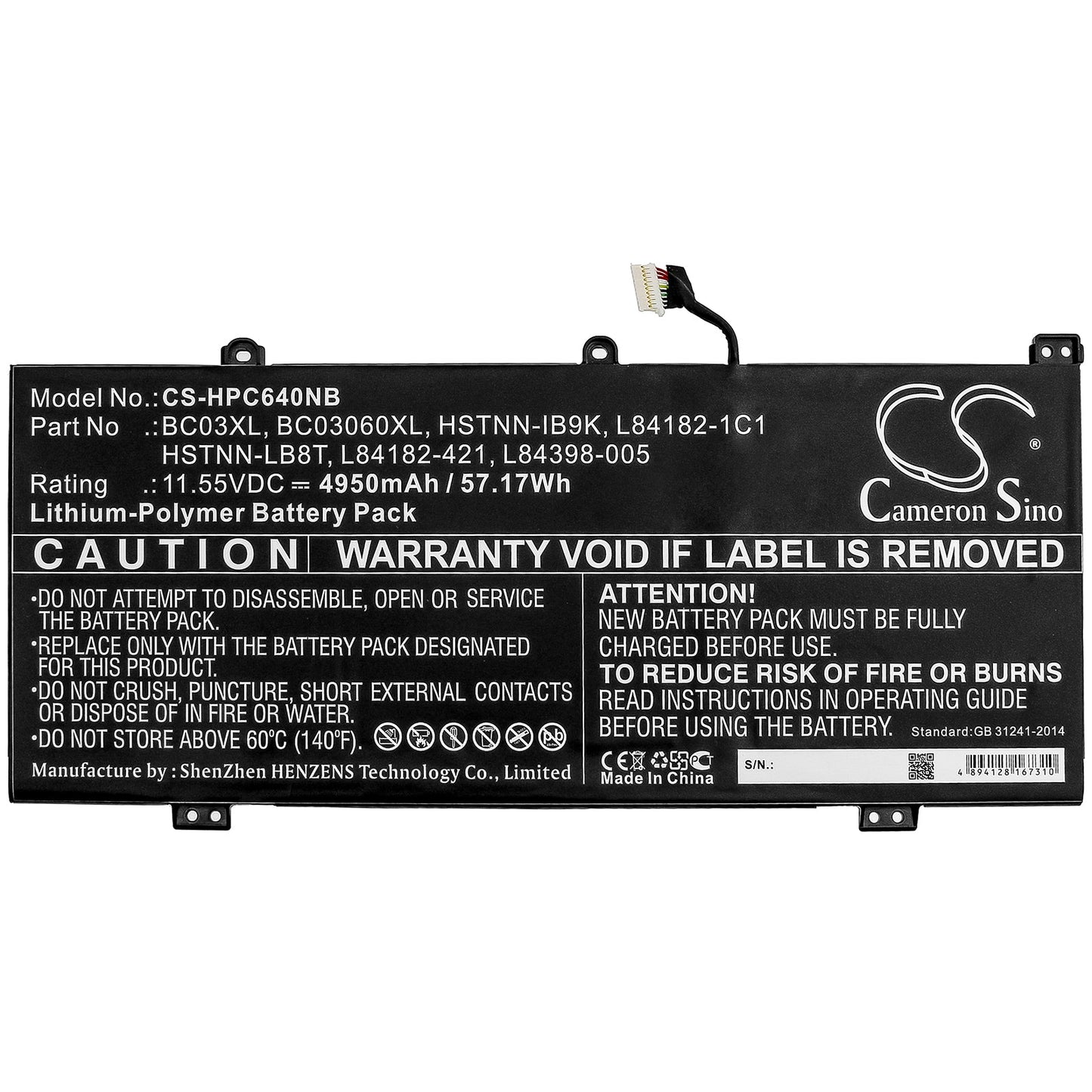 Replacement Battery for HP  Chromebook X360 14C – Notebook, Laptop – 4950mAh / 57.17Wh / 11.55V