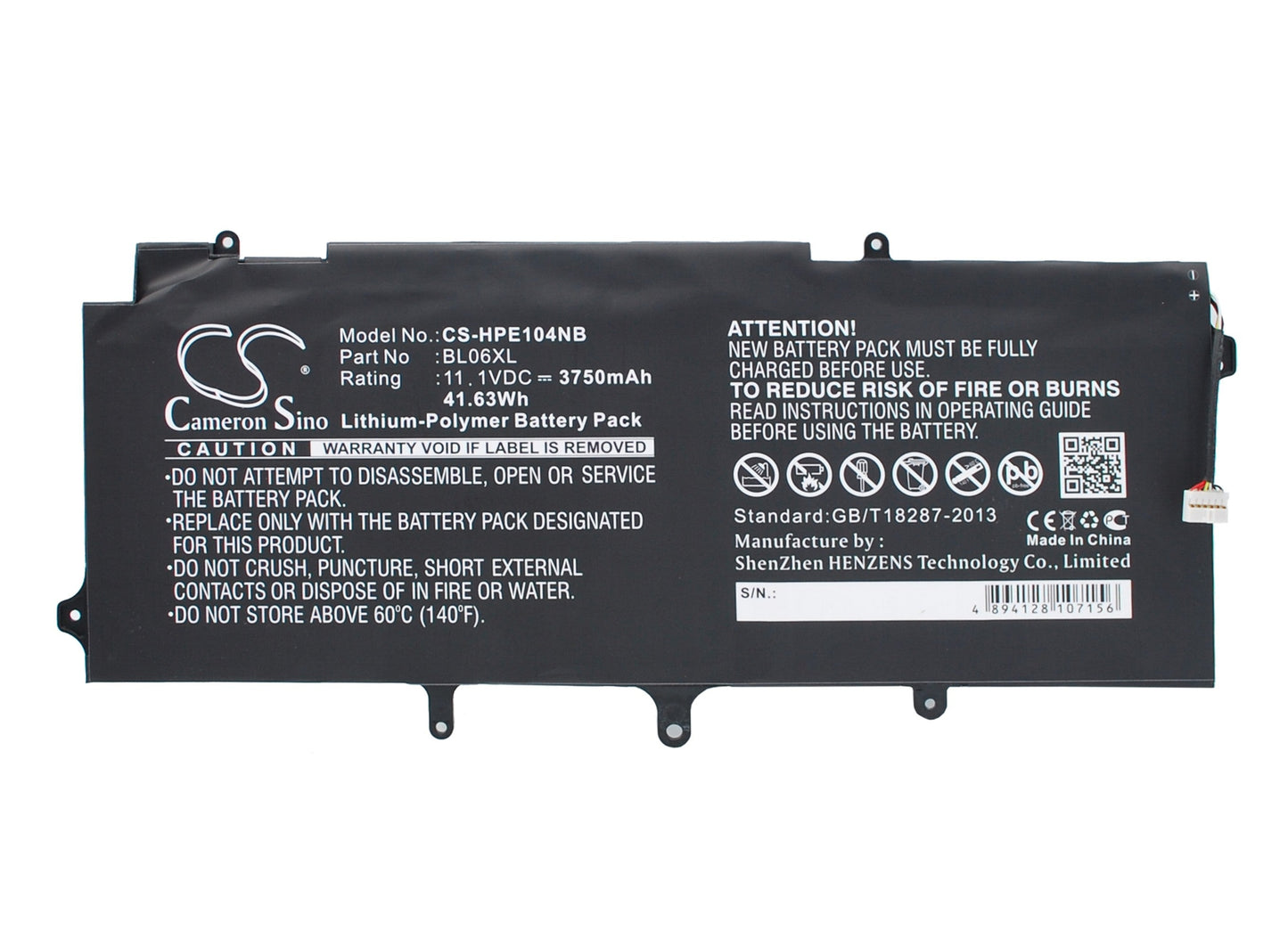 Replacement Battery for HP  EliteBook 1040 – Notebook, Laptop – 3750mAh / 41.63Wh / 11.1V