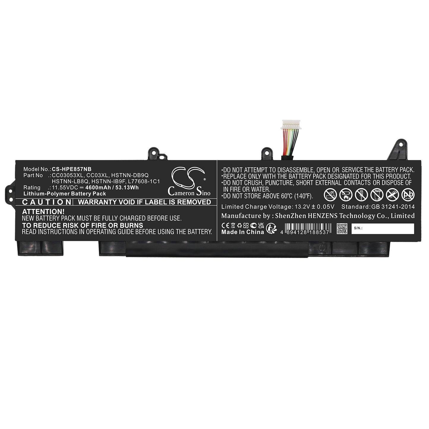 Replacement Battery for HP  EliteBook 850 G7 – Notebook, Laptop – 4600mAh / 53.13Wh / 11.55V