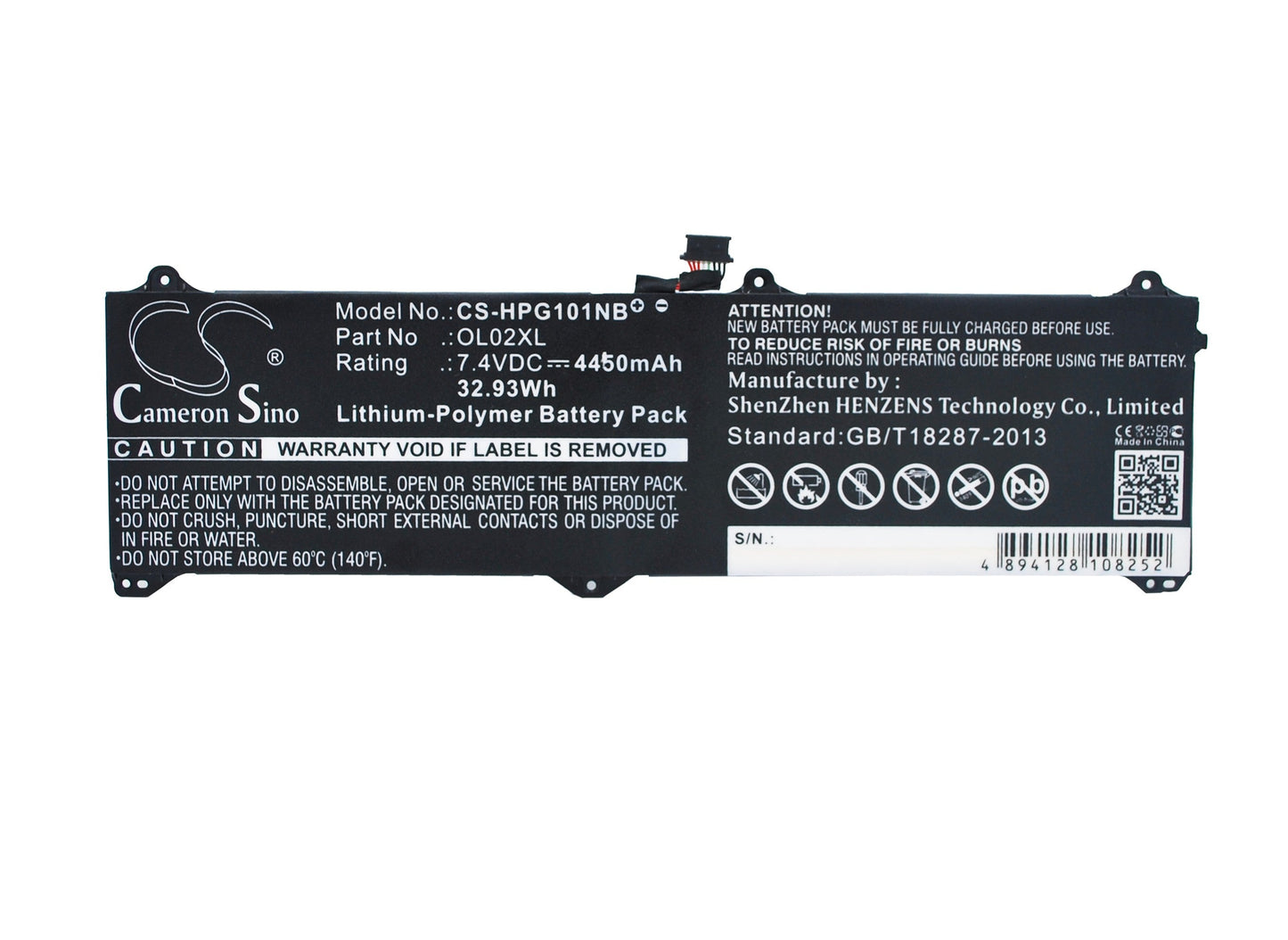 Replacement Battery for HP  Elite x2 1011 G1 – Notebook, Laptop – 4450mAh / 32.93Wh / 7.4V