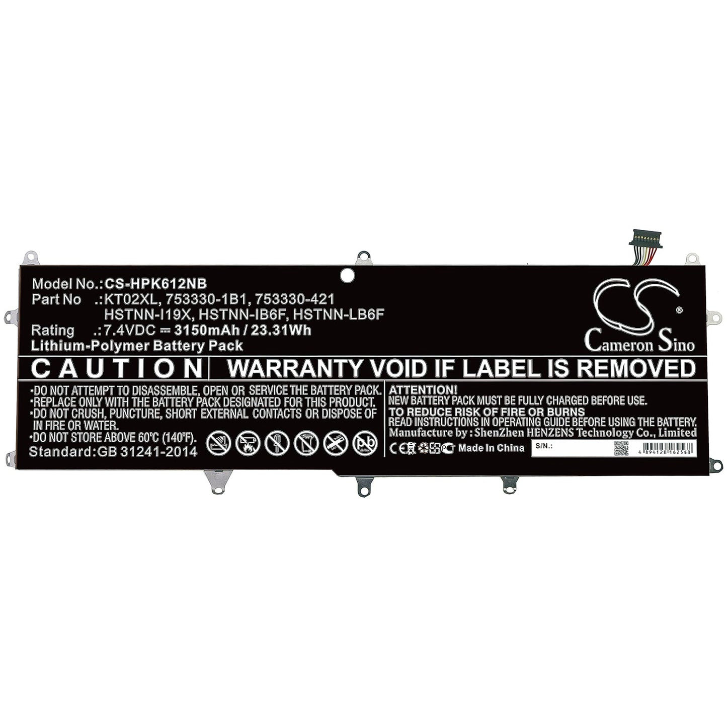 Replacement Battery for HP  Pro X2 612 G1 Keyboard – Notebook, Laptop – 3150mAh / 23.31Wh / 7.4V