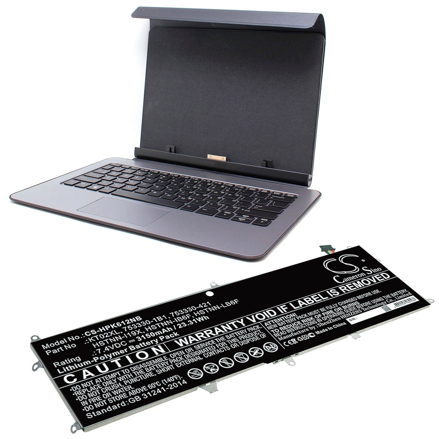 Replacement Battery for HP  Pro X2 612 G1 Keyboard – Notebook, Laptop – 3150mAh / 23.31Wh / 7.4V