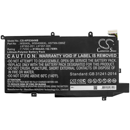 Replacement Battery for HP  Spectre x360 14-ea0002ni – Notebook, Laptop – 8150mAh / 62.76Wh / 7.7V