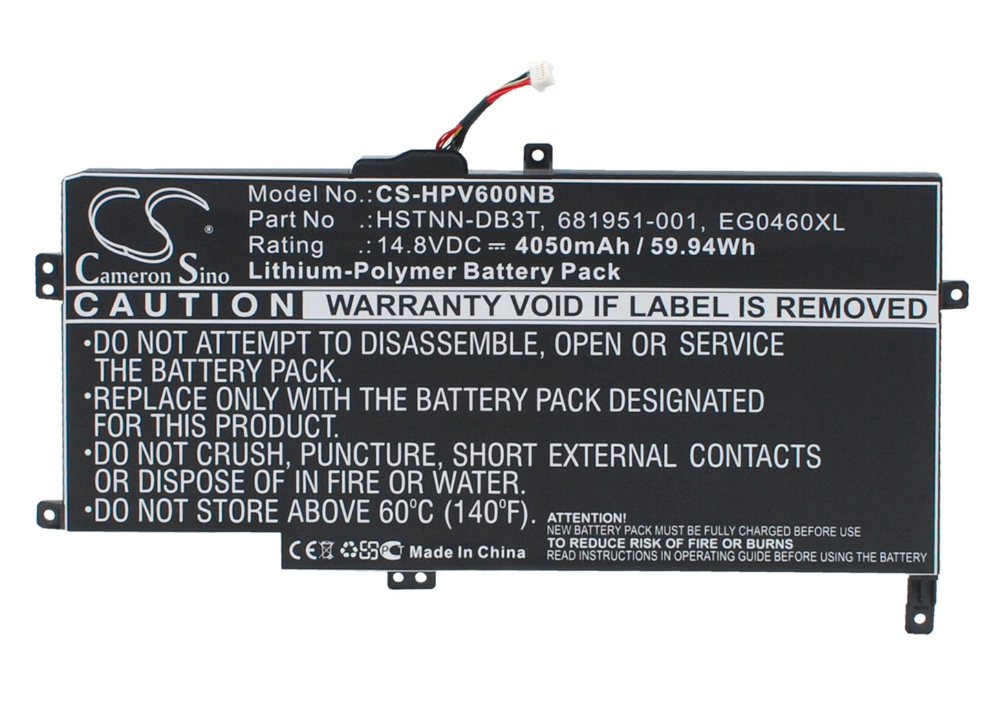 Replacement Battery for HP  6T-1000 CTO – Notebook, Laptop – 4050mAh / 59.94Wh / 14.8V