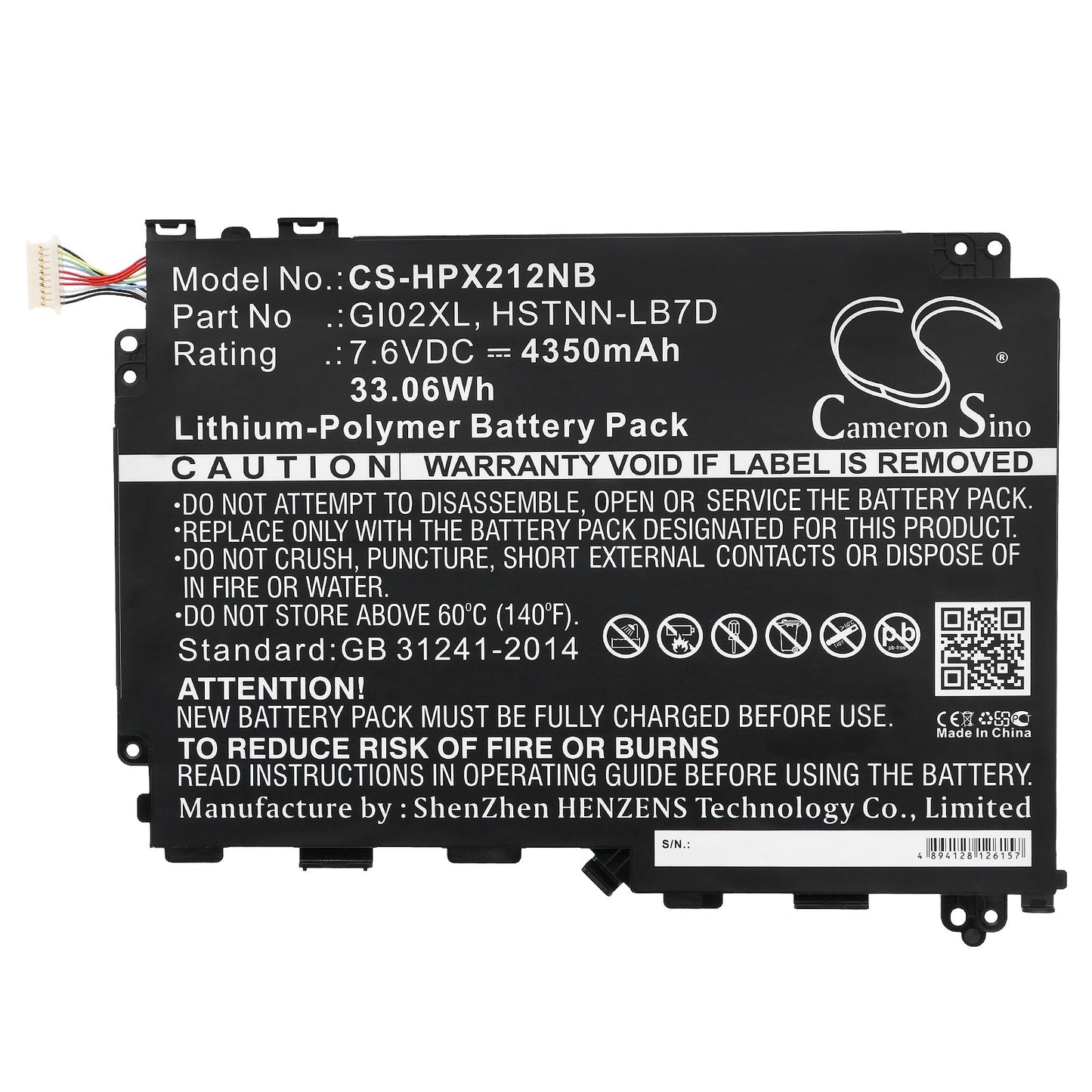 Replacement Battery for HP  Pavilion X2 - 12-B096MS – Notebook, Laptop – 4350mAh / 33.06Wh / 7.6V