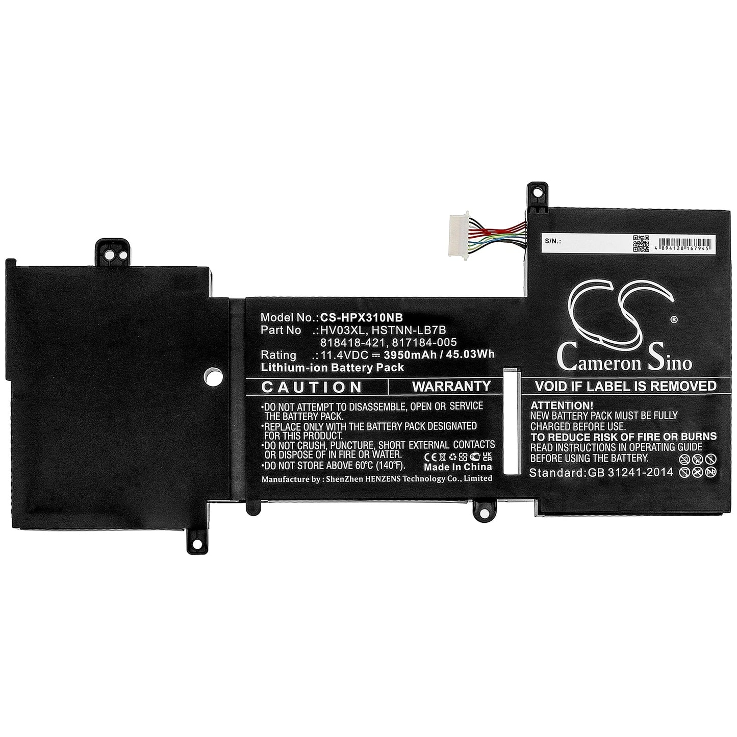 Replacement Battery for HP  X360 310 G2 – Notebook, Laptop – 3950mAh / 45.03Wh / 11.4V