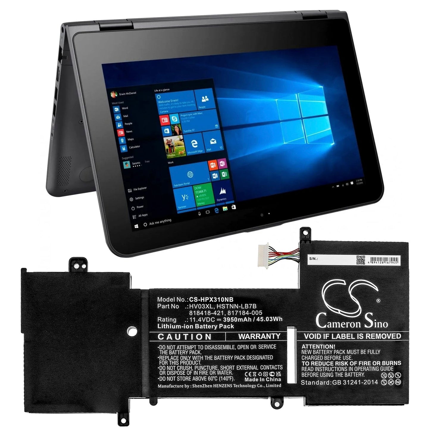 Replacement Battery for HP  X360 310 G2 – Notebook, Laptop – 3950mAh / 45.03Wh / 11.4V