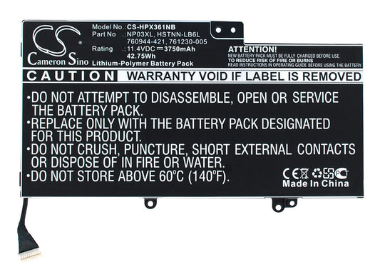 Replacement Battery for HP  15-U011DX – Notebook, Laptop – 3750mAh / 42.75Wh / 11.4V