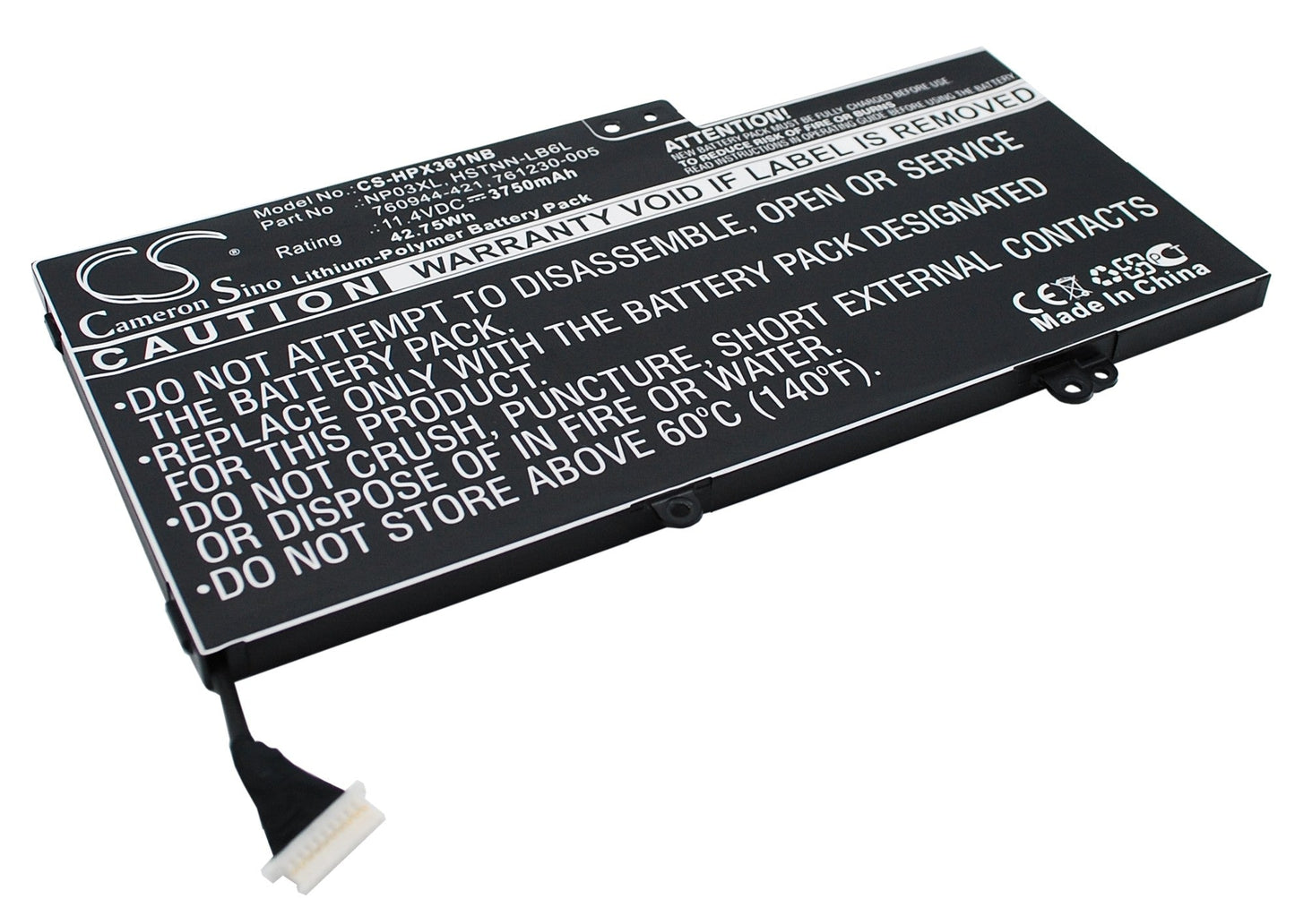 Replacement Battery for HP  15-U011DX – Notebook, Laptop – 3750mAh / 42.75Wh / 11.4V