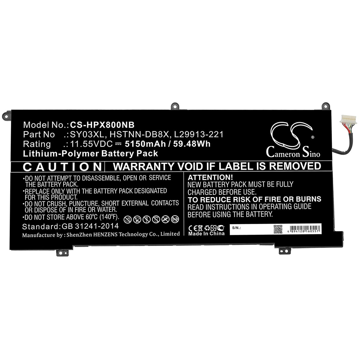 Replacement Battery for HP  Chromebook X360 14 G1 – Notebook, Laptop – 5150mAh / 59.48Wh / 11.55V