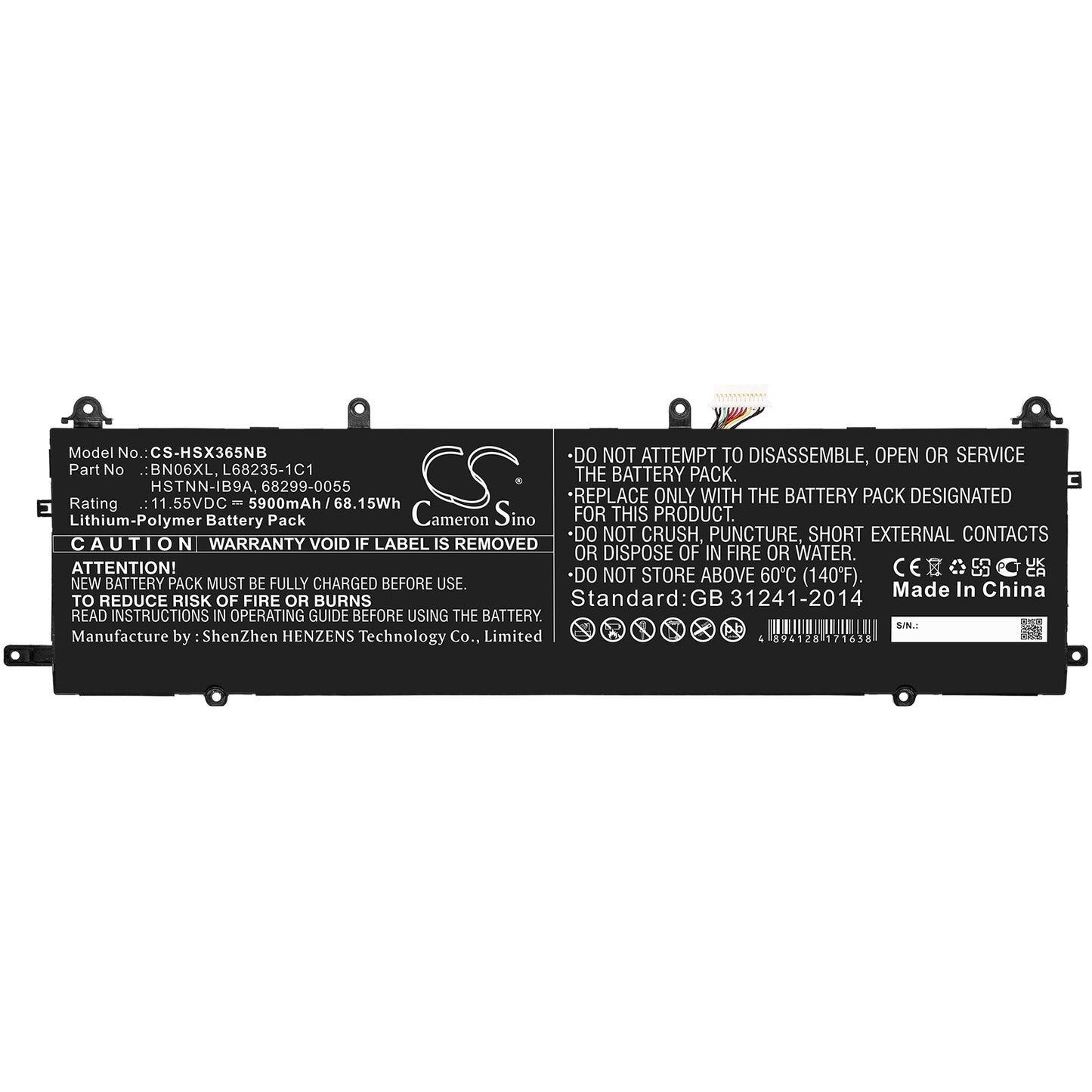 Replacement Battery for HP  Spectre X360 15-EB0005UR – Notebook, Laptop – 5900mAh / 68.15Wh / 11.55V