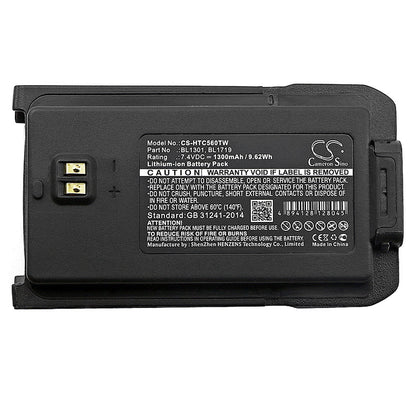 Replacement Battery for HYT  TC-446S – Two-Way Radio – 1300mAh / 9.62Wh / 7.4V
