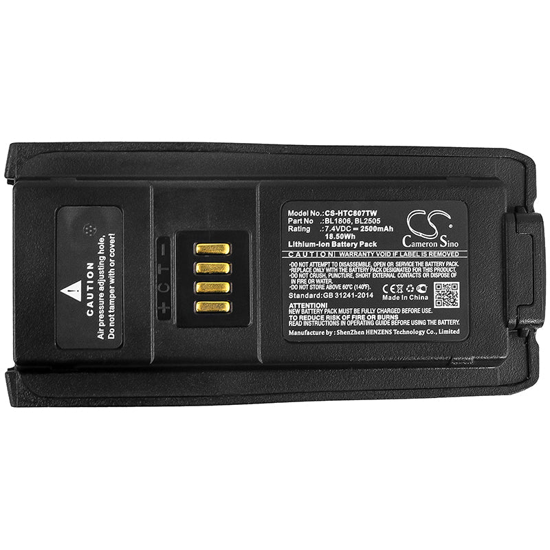 Replacement Battery for HYT  PT580 – Two-Way Radio – 2500mAh / 18.50Wh / 7.4V