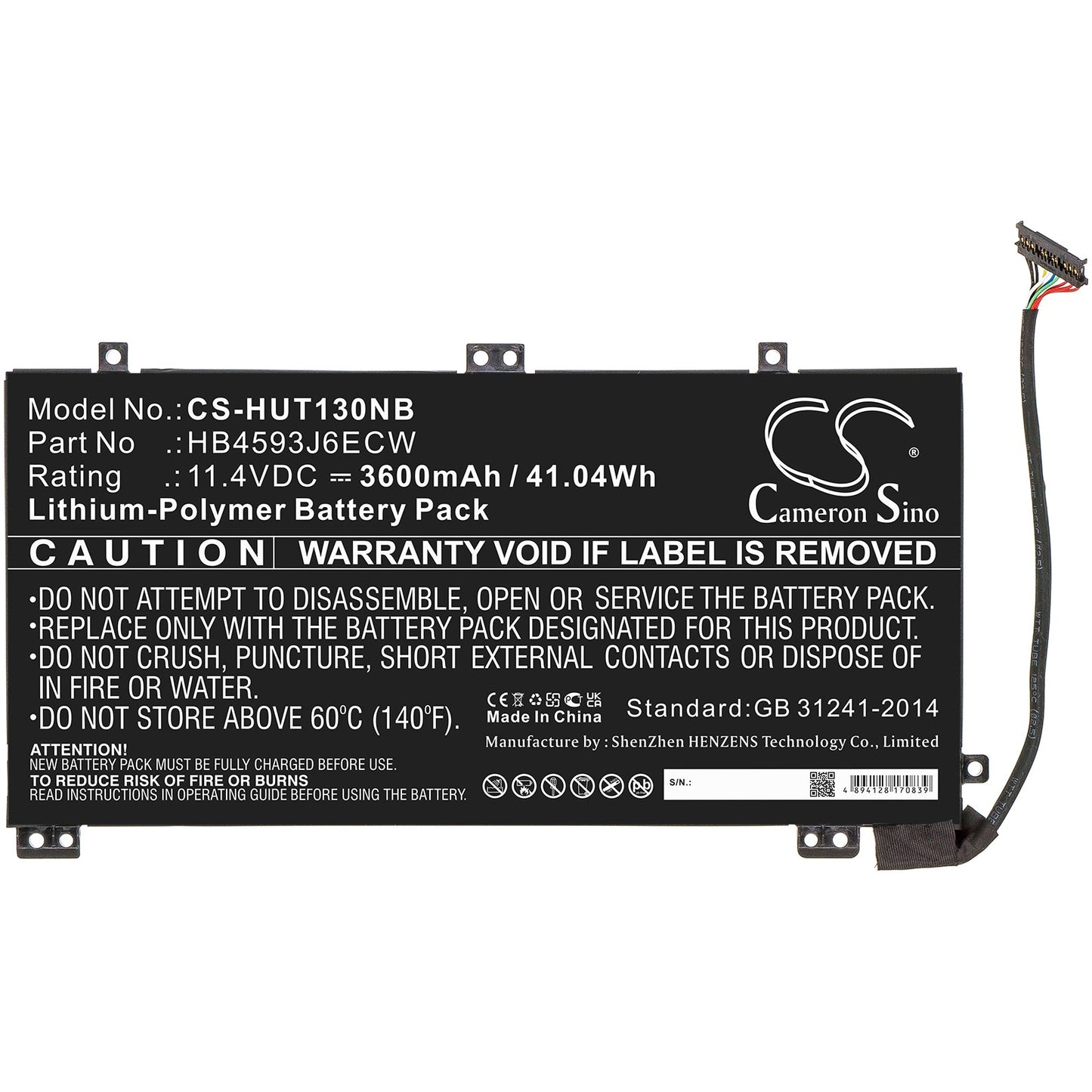 Replacement Battery for Huawei  MateBook 13 – Notebook, Laptop – 3600mAh / 41.04Wh / 11.4V