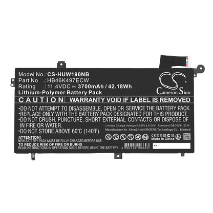 Replacement Battery for Huawei  MateBook D 2018 – Notebook, Laptop – 3700mAh / 42.18Wh / 11.4V