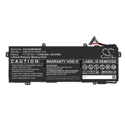 Replacement Battery for Huawei  EMD-W76 – Notebook, Laptop – 5100mAh / 58.91Wh / 11.55V